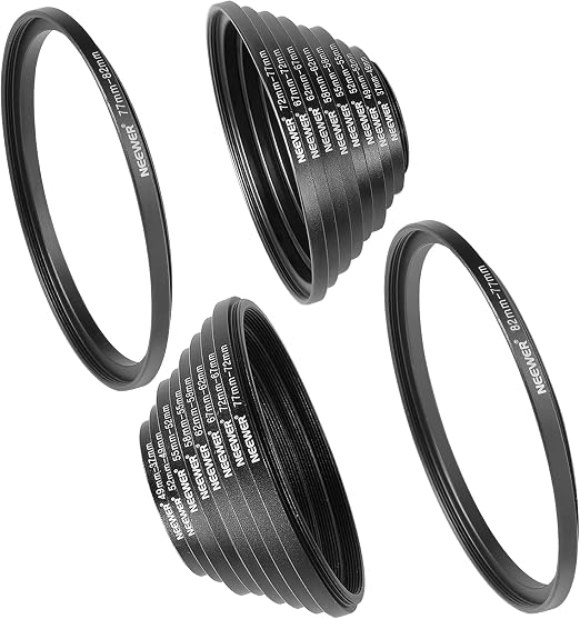 Lot de 18 bagues d'adaptation NEEWER pour filtres