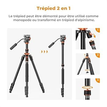 Fonction trépied 2-en-1 monopode